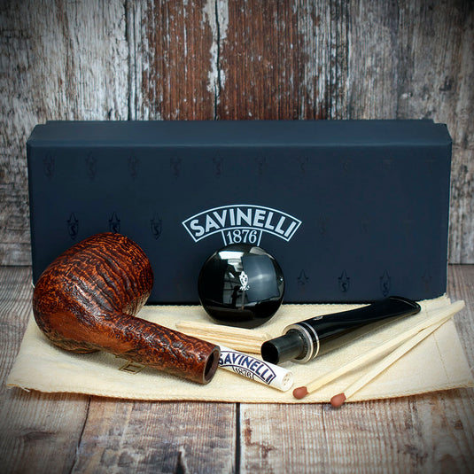 Savinelli Monsieur Brown Sandblast Briar Pipe - Shape No. 111KS (9mm)