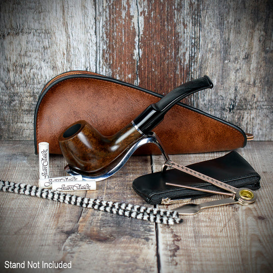 Smoke-King Pipe Smoker's Starter Set - Half-Bent Briar Pipe