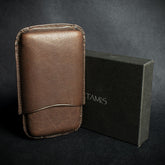 Brown Leather Cigar Case By Artamis - 3 Finger Robusto