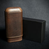 Dark Brown Leather Cigar Case By Artamis - 3 Finger Robusto