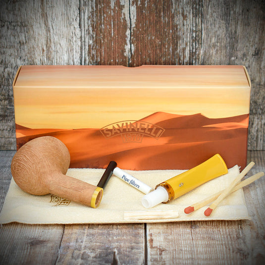 Savinelli Ghibli Rusticated Natural Briar Pipe (207) 6mm Balsa Wood **DISC**Filter