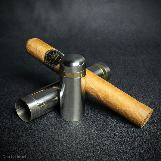 Single Cigar Tube - Polished Chrome Finish