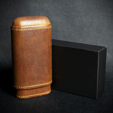 Cognac Leather Cigar Case By Artamis - 3 Finger Robusto