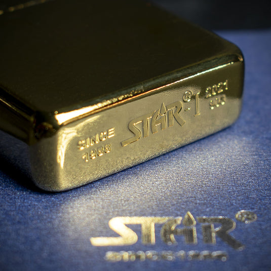 Star Petrol Lighter - Golden Brushed