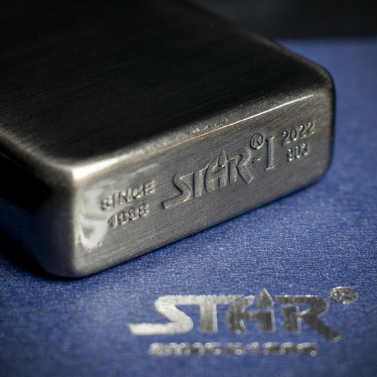 Star Petrol Lighter - Black Nickel