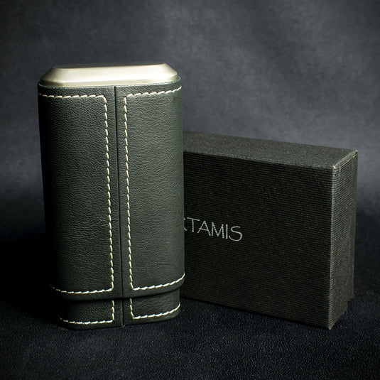Artamis Black Leather Cigar Case - 3 Robusto Cigars