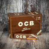 OCB Kingsize Slim Virgin Rolling Papers & Tips - Box of 32