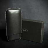 Black Leather Cigar Case By Artamis - 2 Finger Robusto