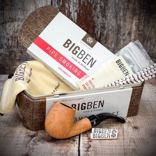 Big Ben Briar Smoking Pipe Starter Set (Bent Pipe)
