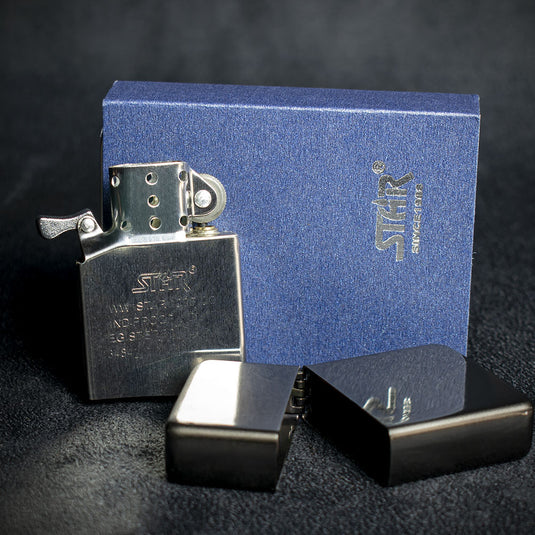 Star Petrol Lighter - Black Nickel