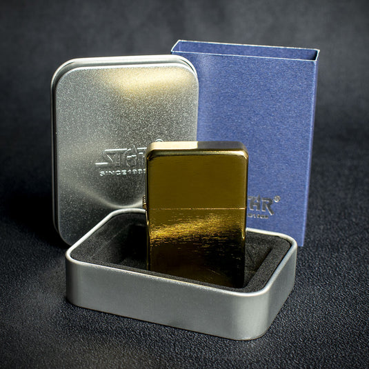 Star Petrol Lighter - Golden Brushed