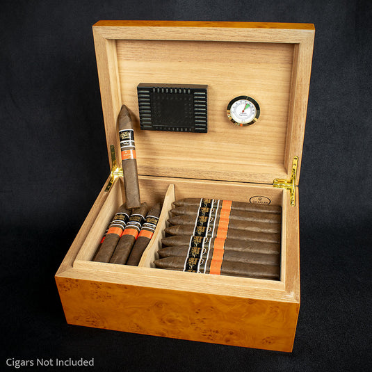 Sikarlan Burl Wood Veneer Humidor - 40 Cigars