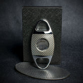 Passatore Twin Blade Cigar Cutter - Chrome/Carbon Check Finish