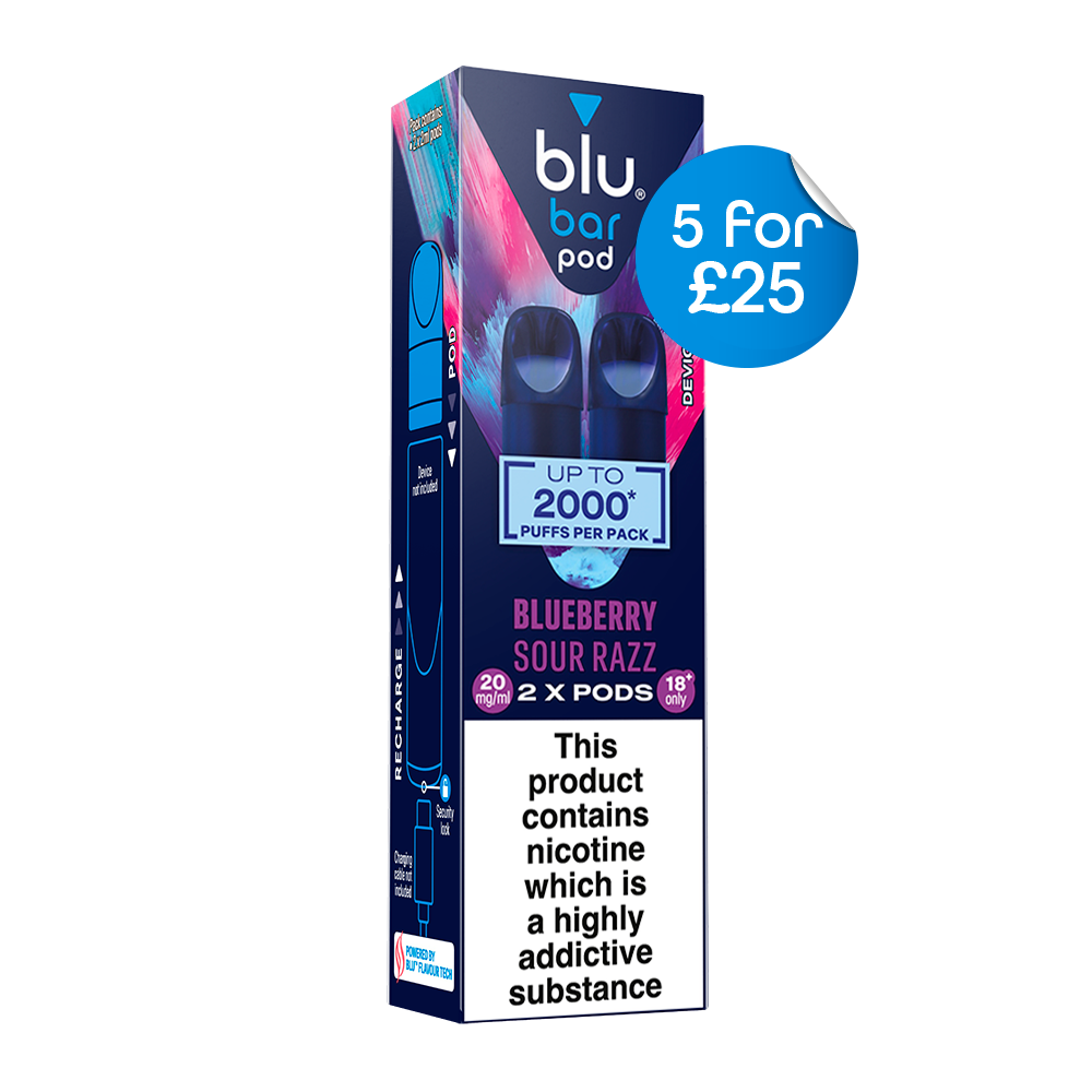 Blu Pre-Filled Replacement Vape Pods 20mg/ml 2 Pack - Blueberry Sour R Blu Pre-Filled Replacement Vape Pods 20mg/ml 2 Pack - Blueberry Sour R