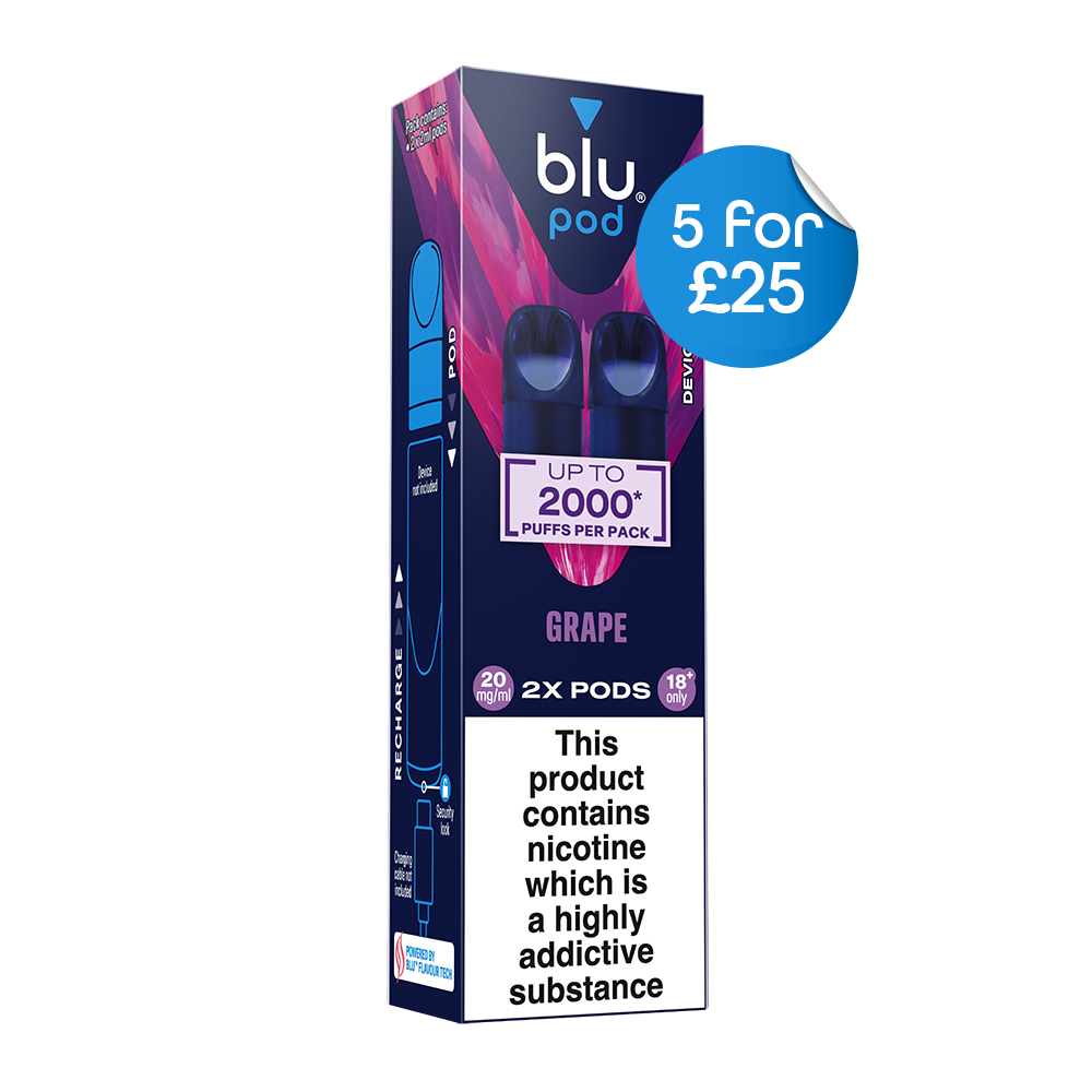 Blu Pre-Filled Replacement Vape Pods 20mg/ml 2 Pack - Grape Blu Pre-Filled Replacement Vape Pods 20mg/ml 2 Pack - Grape