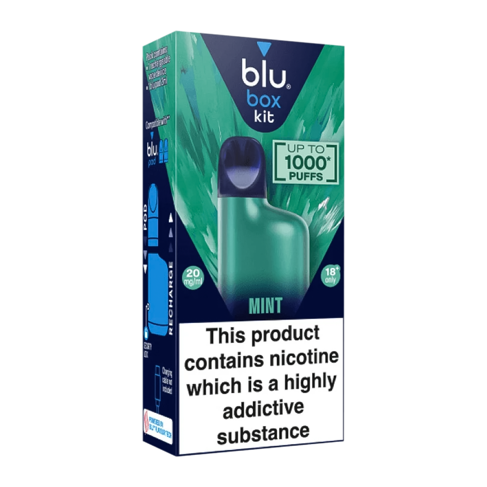 blu box kit Recharchable Device + Mint Vape Pod 2ml 20mg/ml Nicotine blu box kit Recharchable Device + Mint Vape Pod 2ml 20mg/ml Nicotine