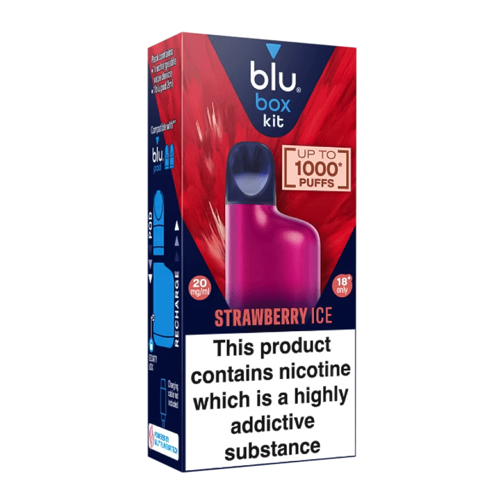 blu box kit Recharchable Device + Strawberry Ice Vape Pod 2ml 20mg/ml blu box kit Recharchable Device + Strawberry Ice Vape Pod 2ml 20mg/ml