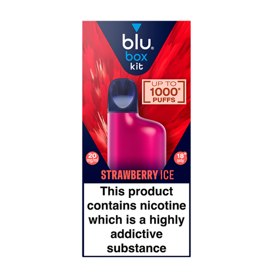 blu box kit Recharchable Device + Strawberry Ice Vape Pod 2ml 20mg/ml Nicotine
