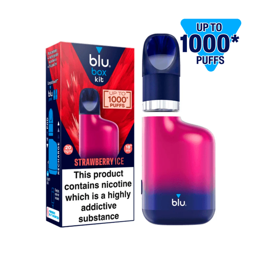 blu box kit Recharchable Device + Strawberry Ice Vape Pod 2ml 20mg/ml Nicotine