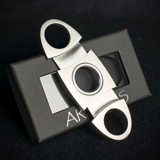 Brushed Chrome Double Blade Guillotine Cigar Cutter