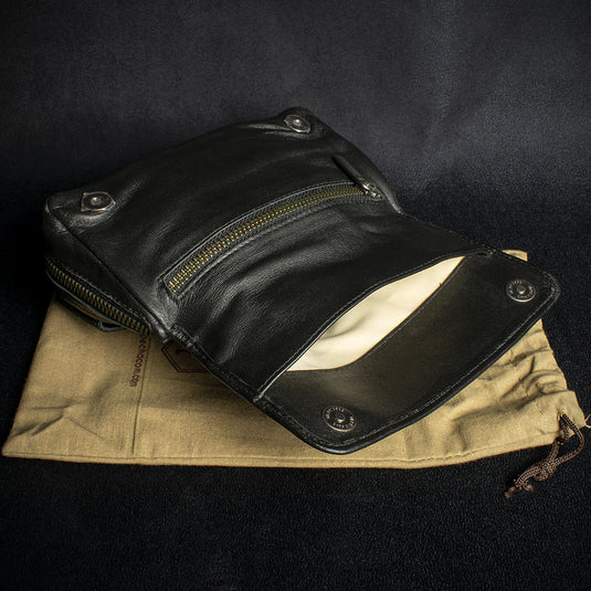 Chacom Two Pipe Combination Pouch - Black Leather