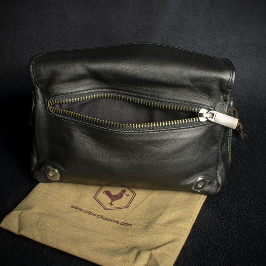 Chacom Two Pipe Combination Pouch - Black Leather