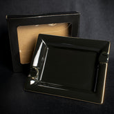 Cigar Ashtray - Black Ceramic Two Rests