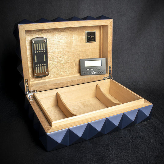 Colibri Quasar Desktop Humidor Blue - 40/45 Cigar Capacity
