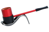 Erik Nording Compass Sailor Aluminium Briar Lined Pipe - Red