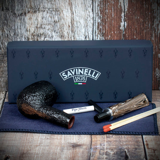 Savinelli Morellina Rustic Black (128R) 6mm - Briar Pipe