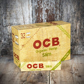 OCB Kingsize Slim Organic Hemp Rolling Papers & Tips - Box of 32