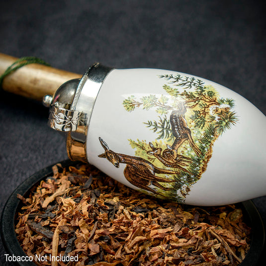 Bavarian Pipe Churchwarden Porcelain Bowl - Deer Scene