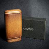 Artamis Antique Leather Cedar Lined Cigar Case - 3 Robustos
