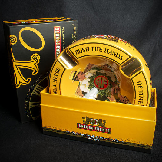 Arturo Fuente Hands of Time Ashtray - Yellow + Short Story Cigar