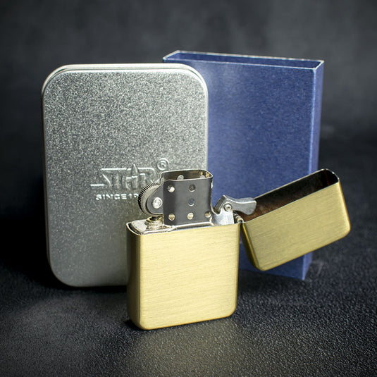 Star Petrol Lighter - Brass Sunshine