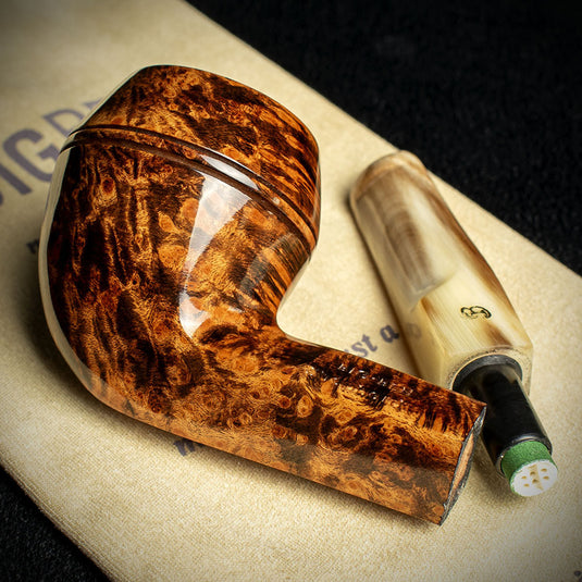 Big Ben Shepherd Tan Polish Horn stem 6mm Briar Pipe - Shape 457