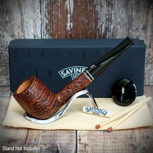 Savinelli Monsieur Brown Sandblast Briar Pipe - Shape No. 111KS (9mm)