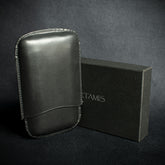 Black Leather Cigar Case By Artamis - 3 Finger Robusto