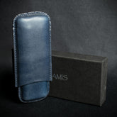 Artamis Navy Leather 2 Finger Corona Cigar Case