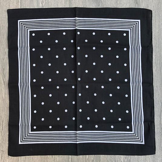 Snuff Handkerchief | Cotton Black Stripes & Polka Dots