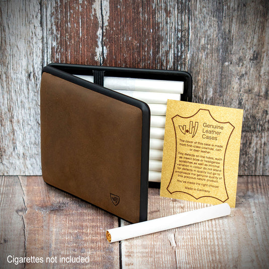 Kingsize Cigarette Case Vom Hofe Dark Brown Suede Leather