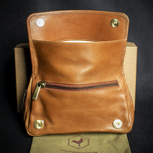 Chacom Two Pipe Combination Pouch - Tan Leather