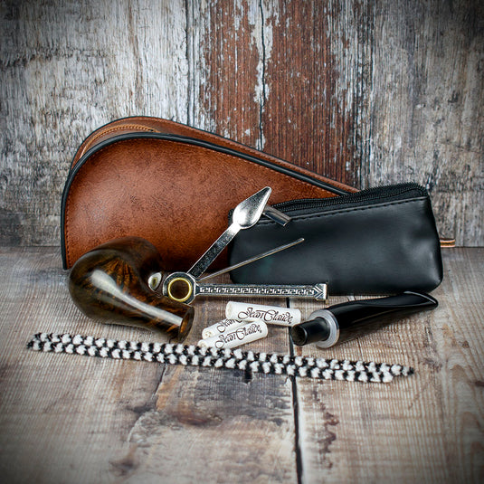 Smoke-King Pipe Smoker's Starter Set - Brown Leather Pouch