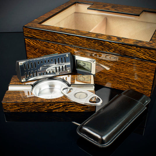 Passatore Ironwood Humidor Set - 40 Cigar Capacity