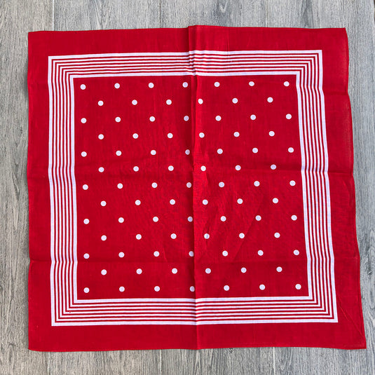 Snuff Handkerchief | Cotton Red Stripes & Polka Dots