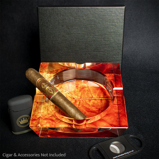 Crystal Cigar Ashtray - Tobacco Leaf Design