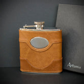 6oz Brown Leather Hip Flask - FL30S