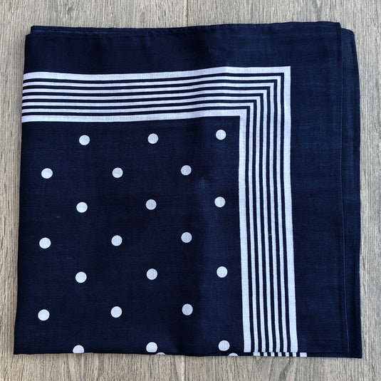 Snuff Handkerchief | Cotton Blue Stripes & Polka Dots