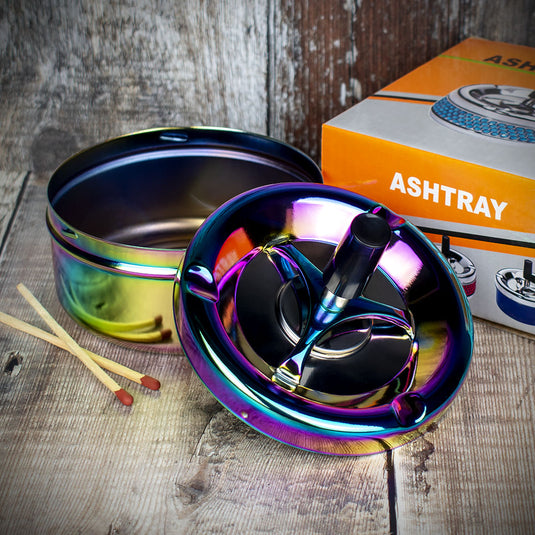 Spinner Ashtray - Rainbow/Chrome - 11cm
