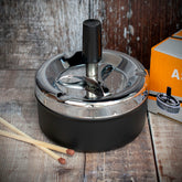Smoke-King | Spinner Ashtray Chrome and Black | 9cm